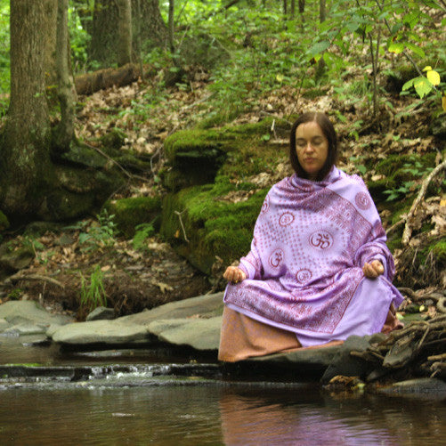 Meditation Yoga Prayer Shawl - Mantra Om - Purple Large - Wholesale and Retail Prabhuji's Gifts