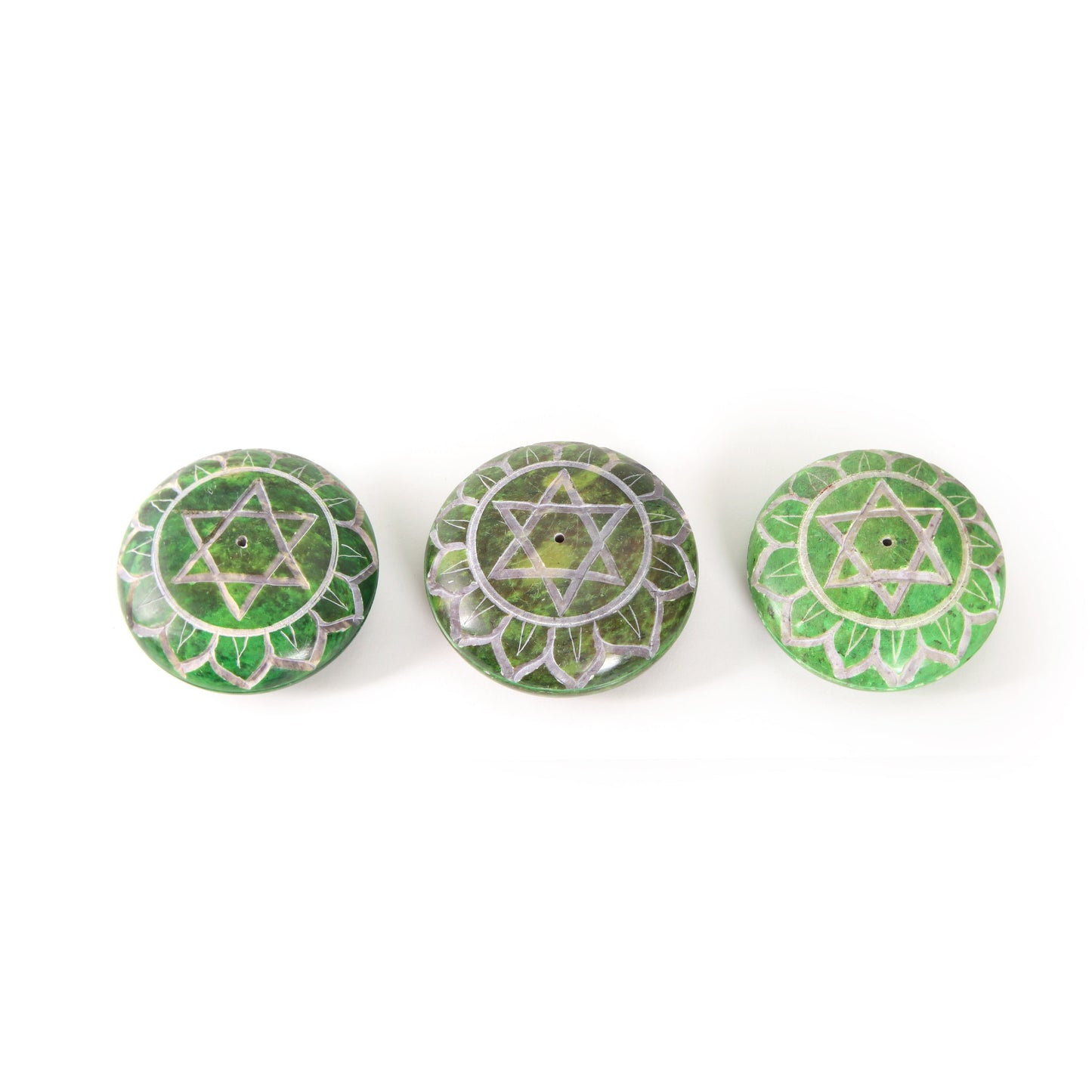 Prabhuji Incense Burner - Soapstone Pebble Heart Chakra Anahata 2.5"