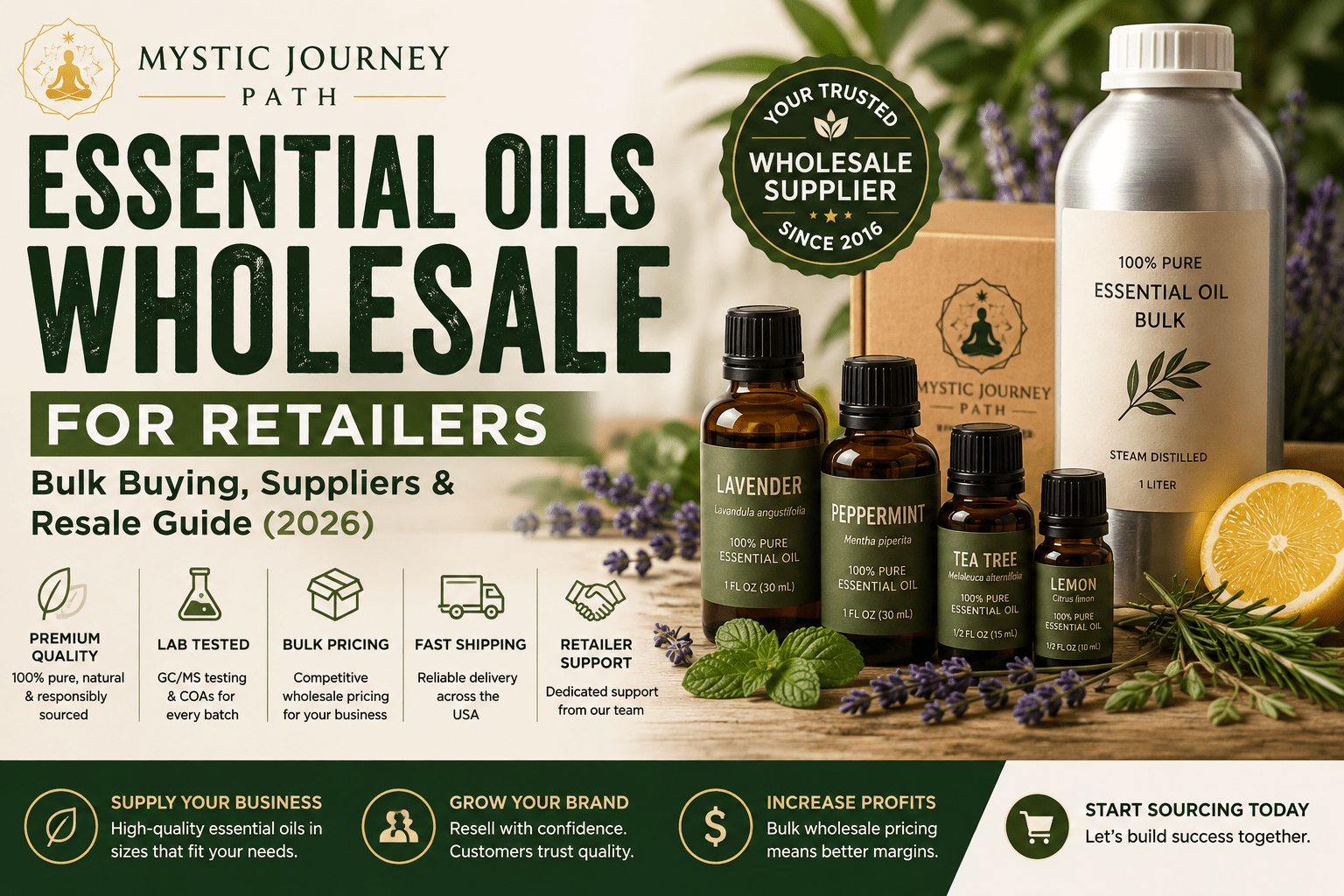 Essential Oils Wholesale for Retailers:
Bulk Buying, Suppliers & Resale Guide (2026) - Mystic Journey Path