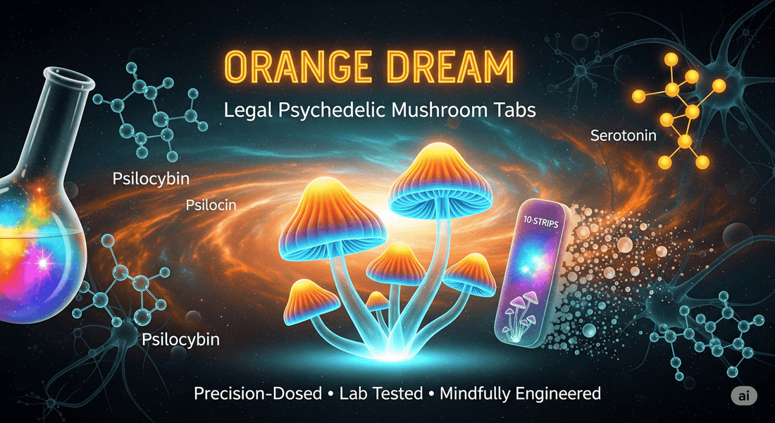 Orange Dream Legal psychedelic mushroom chocolate wellness product