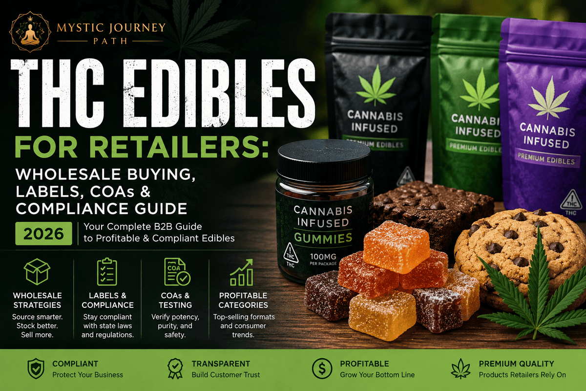 THC Edibles for Retailers: Wholesale Buying, Labels, COAs & Compliance Guide (2026) - Mystic Journey Path