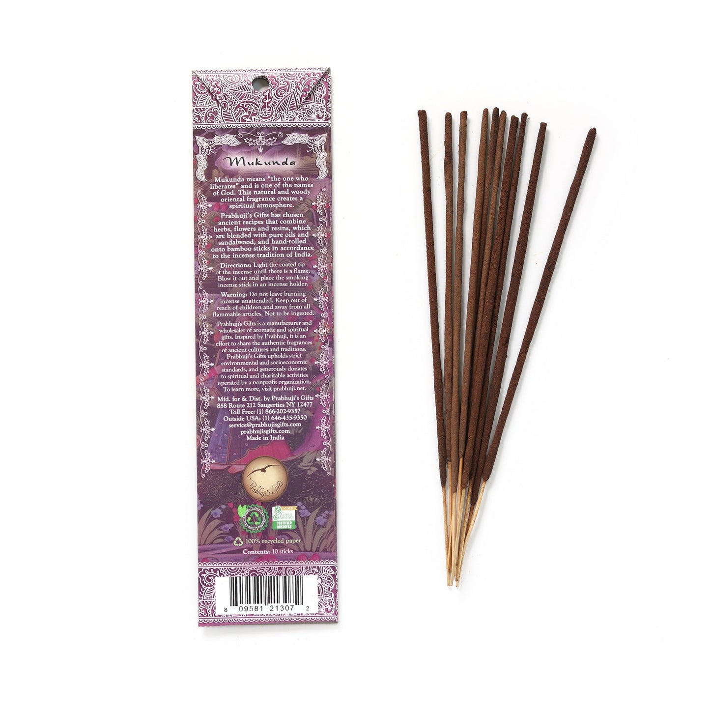 Prabhuji Incense Sticks Mukunda - Patchouli and Spices