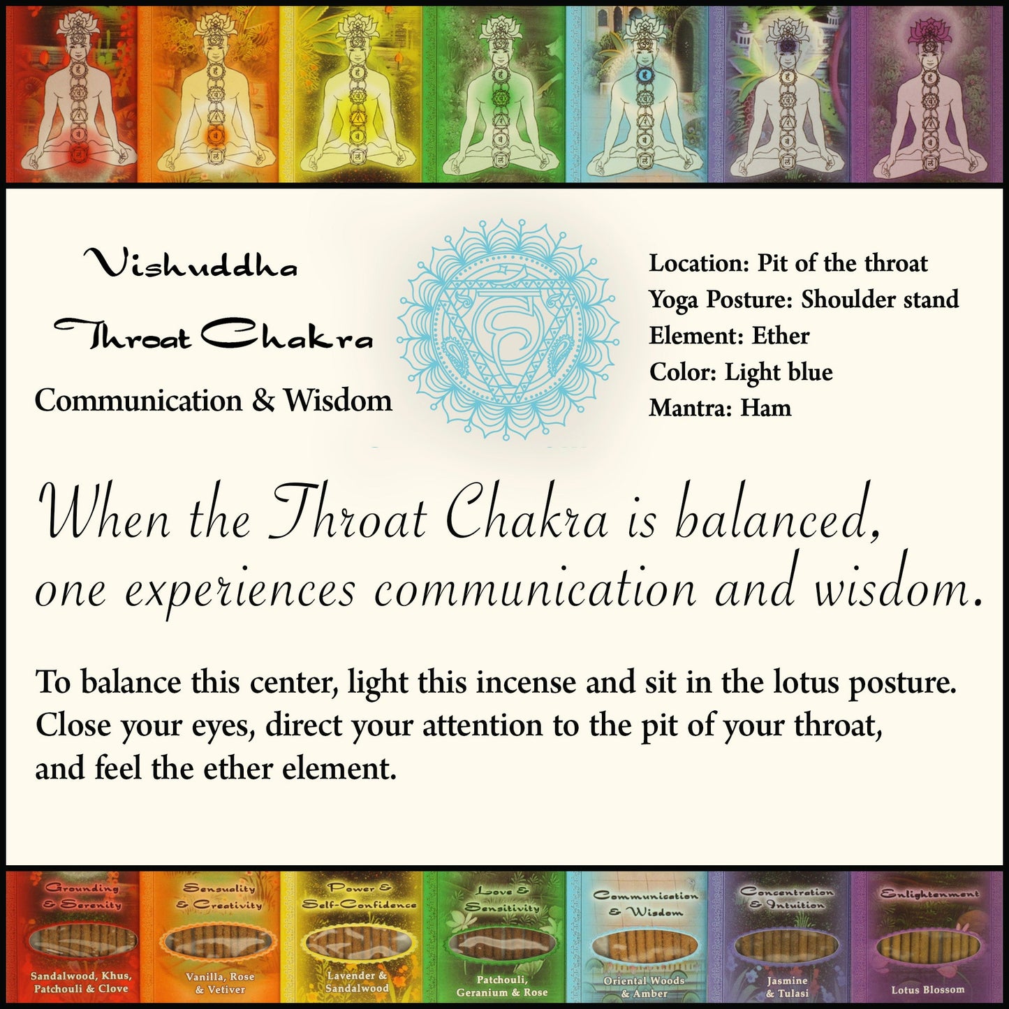 Prabhuji Incense Sticks Throat Chakra Vishuddha  - Communication and Wisdom