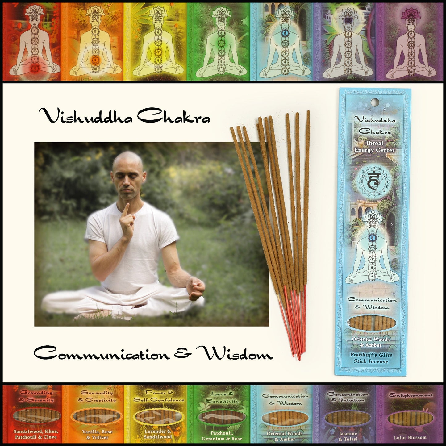Prabhuji Incense Sticks Throat Chakra Vishuddha  - Communication and Wisdom