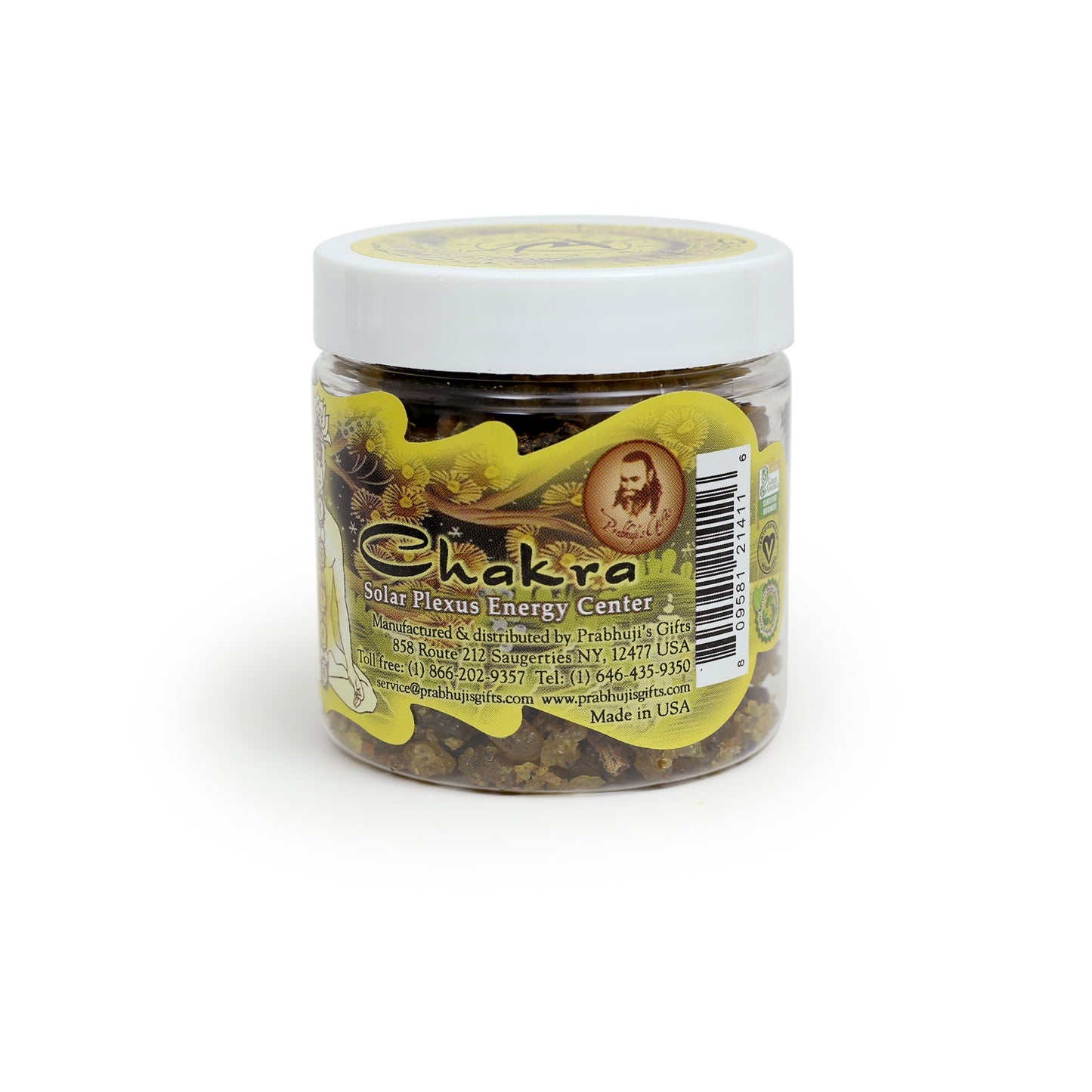 Prabhuji Resin Incense Solar Plexus Chakra Manipura - Self-confidence and Transformation - 2.4oz jar