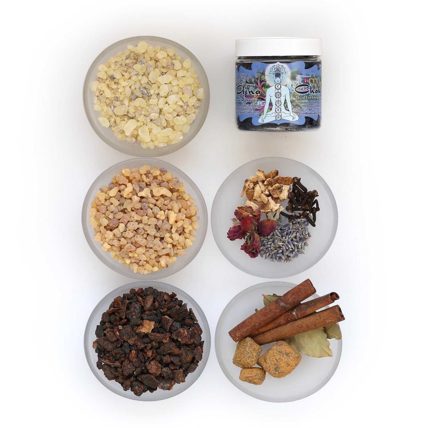 Prabhuji Resin Incense Third Eye Chakra Ajna - Concentration and Intuition - 2.4oz jar