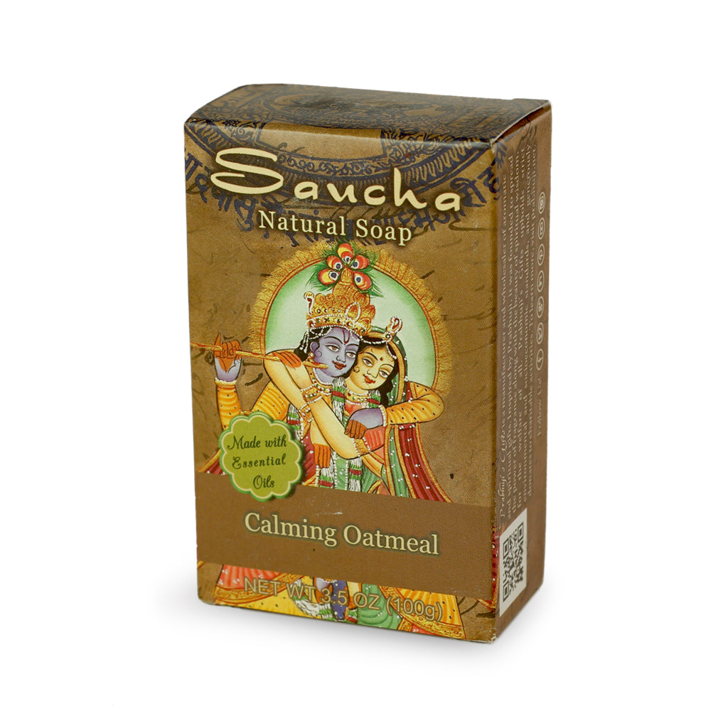 Soap Bar Saucha - Natural Calming Oatmeal - 3.5 oz (100g) - Wholesale and Retail Prabhuji's Gifts 