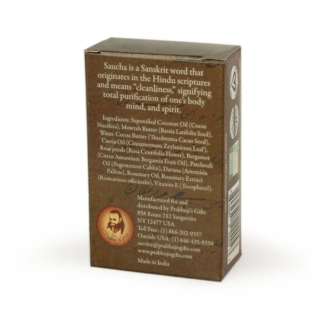 Prabhuji Soap Bar Saucha - Natural Energizing Cocoa Scrub - Travel size 1 oz (30g)