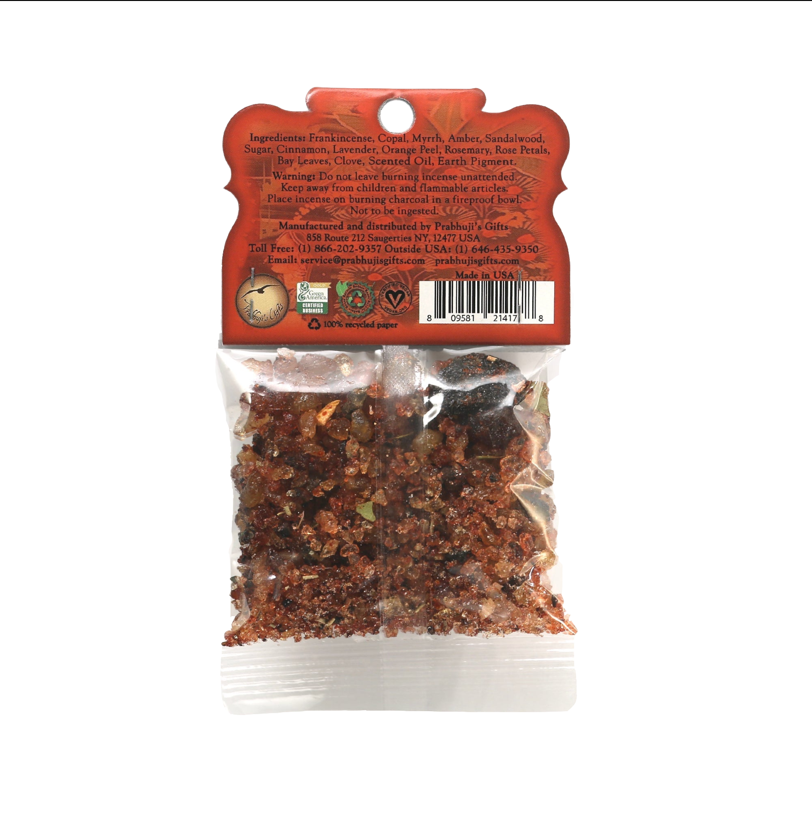 Prabhuji Resin Incense Kama - Love and Attraction - 1.2oz bag - Mystic Journey Path