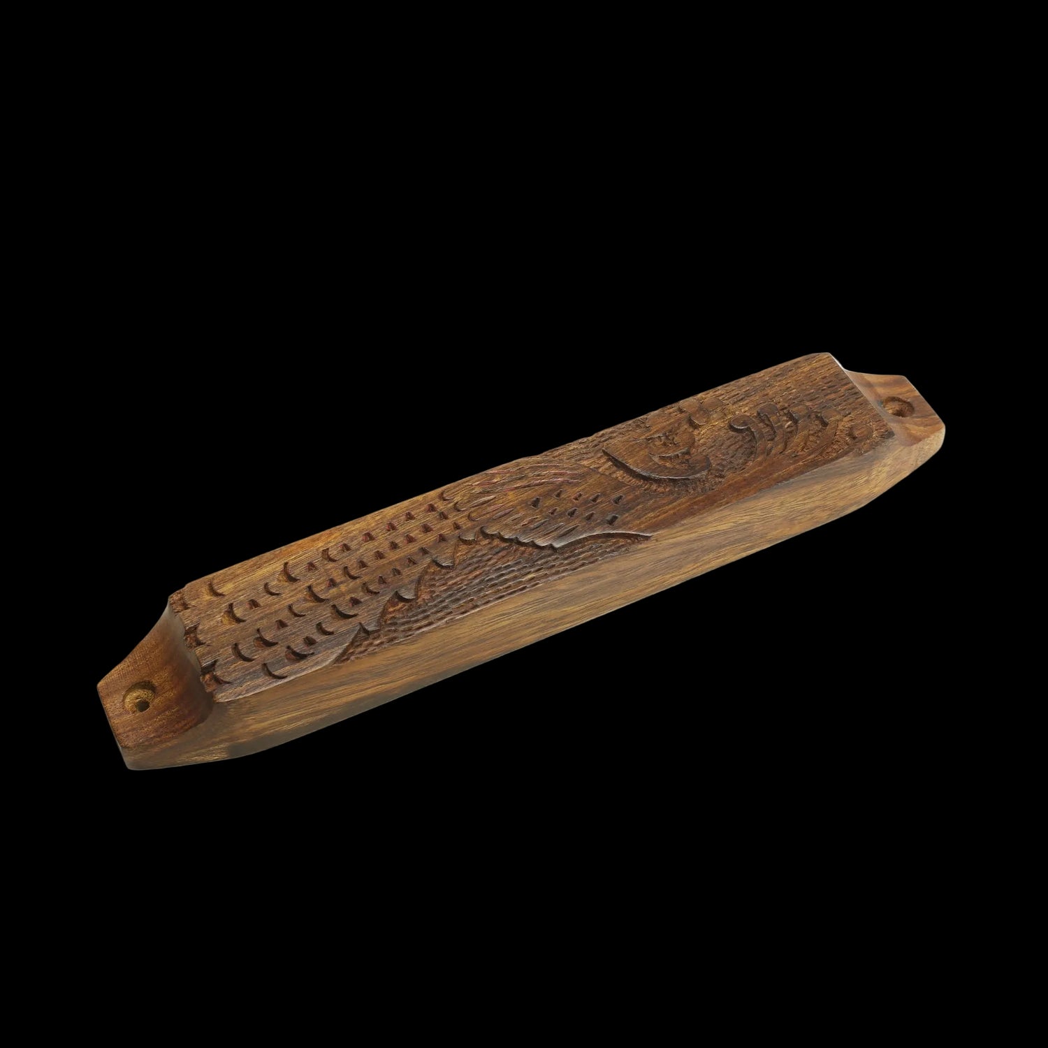 Prabhuji Decor - Wooden Mezuzah Case 9"x1.5" Peacock  - Mystic Journey Path