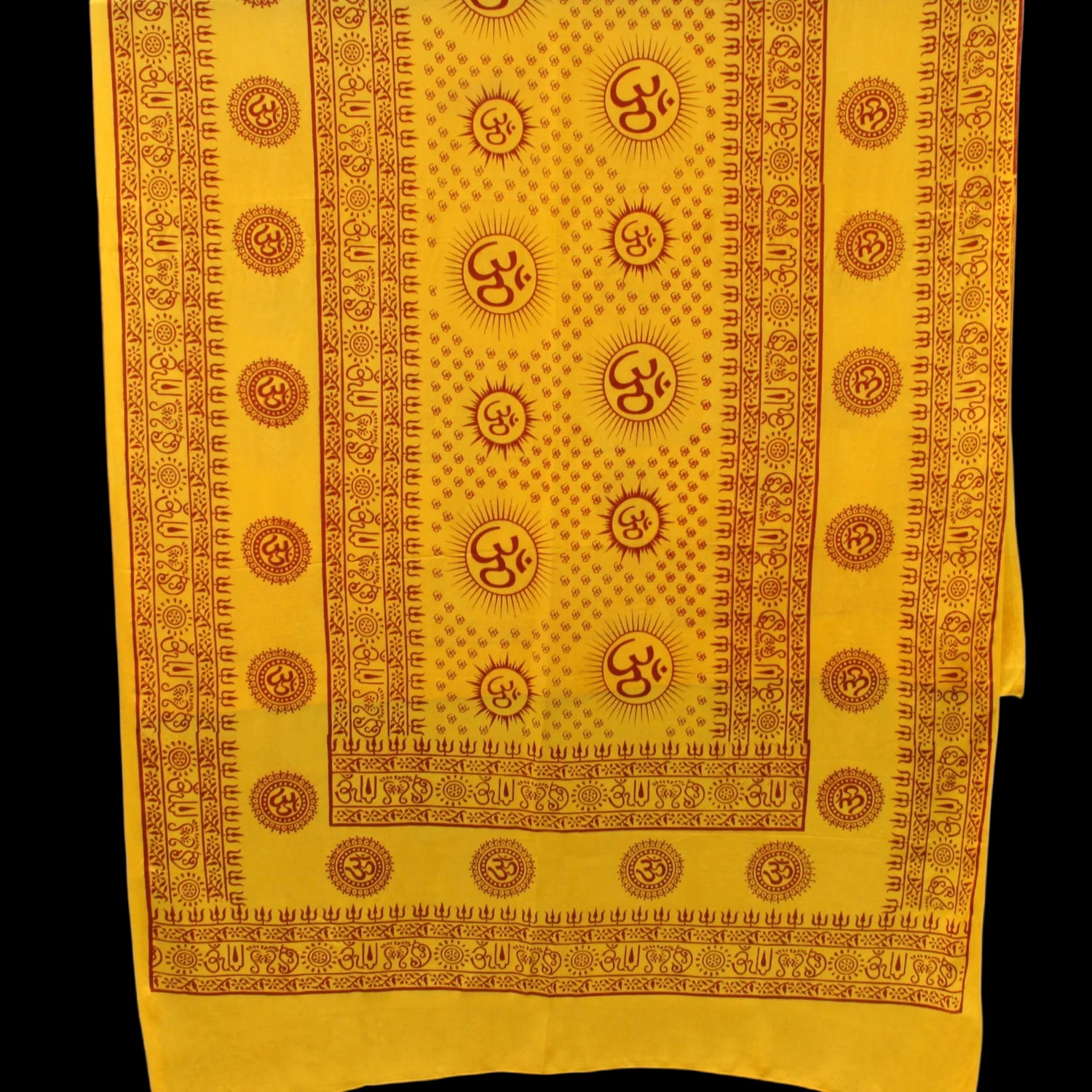 Prabhuji Meditation Yoga Prayer Shawl - Mantra Om - Yellow Large  - Mystic Journey Path