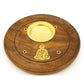 Incense Burner - Wooden Round Plate Buddha - 4 inches - Wholesale and Retail Prabhuji's Gifts 