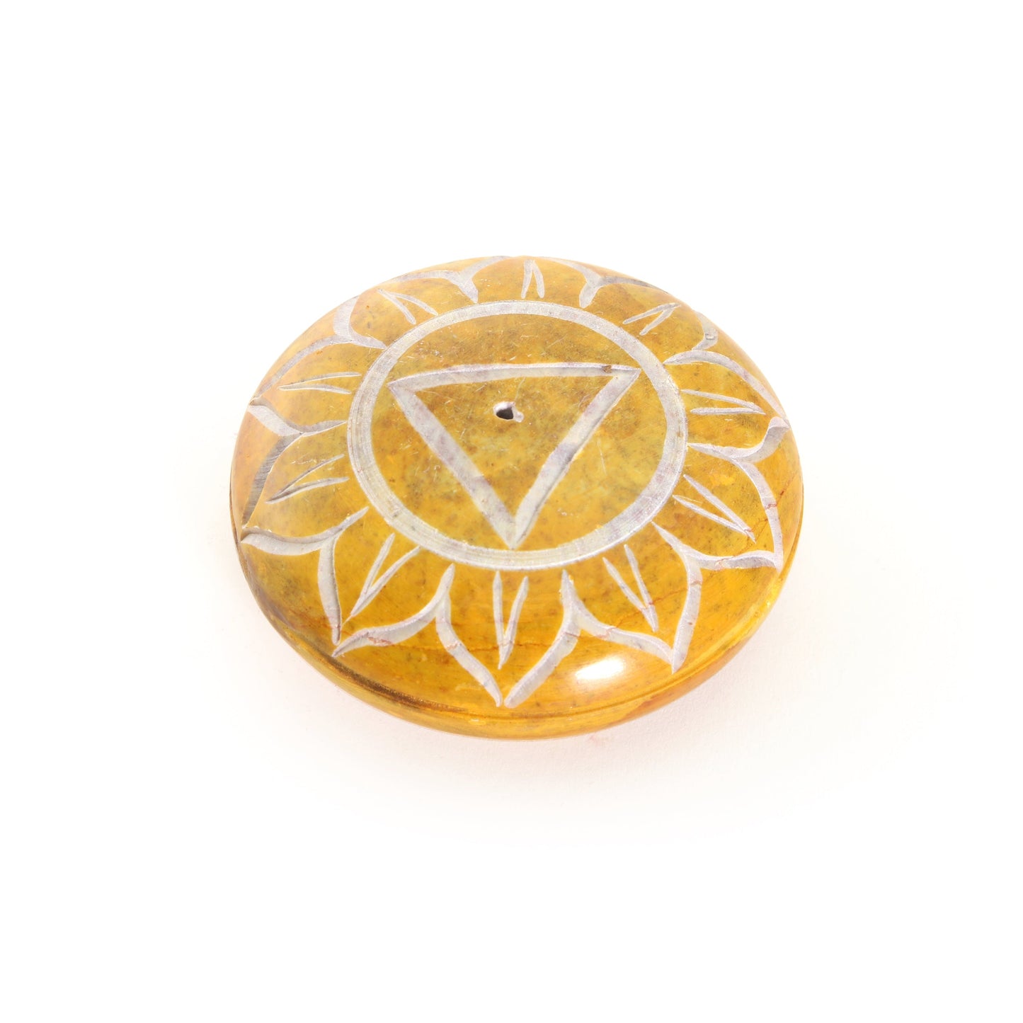 Prabhuji Incense Burner - Soapstone Pebble Solar Plexus Chakra Manipura 2.5"