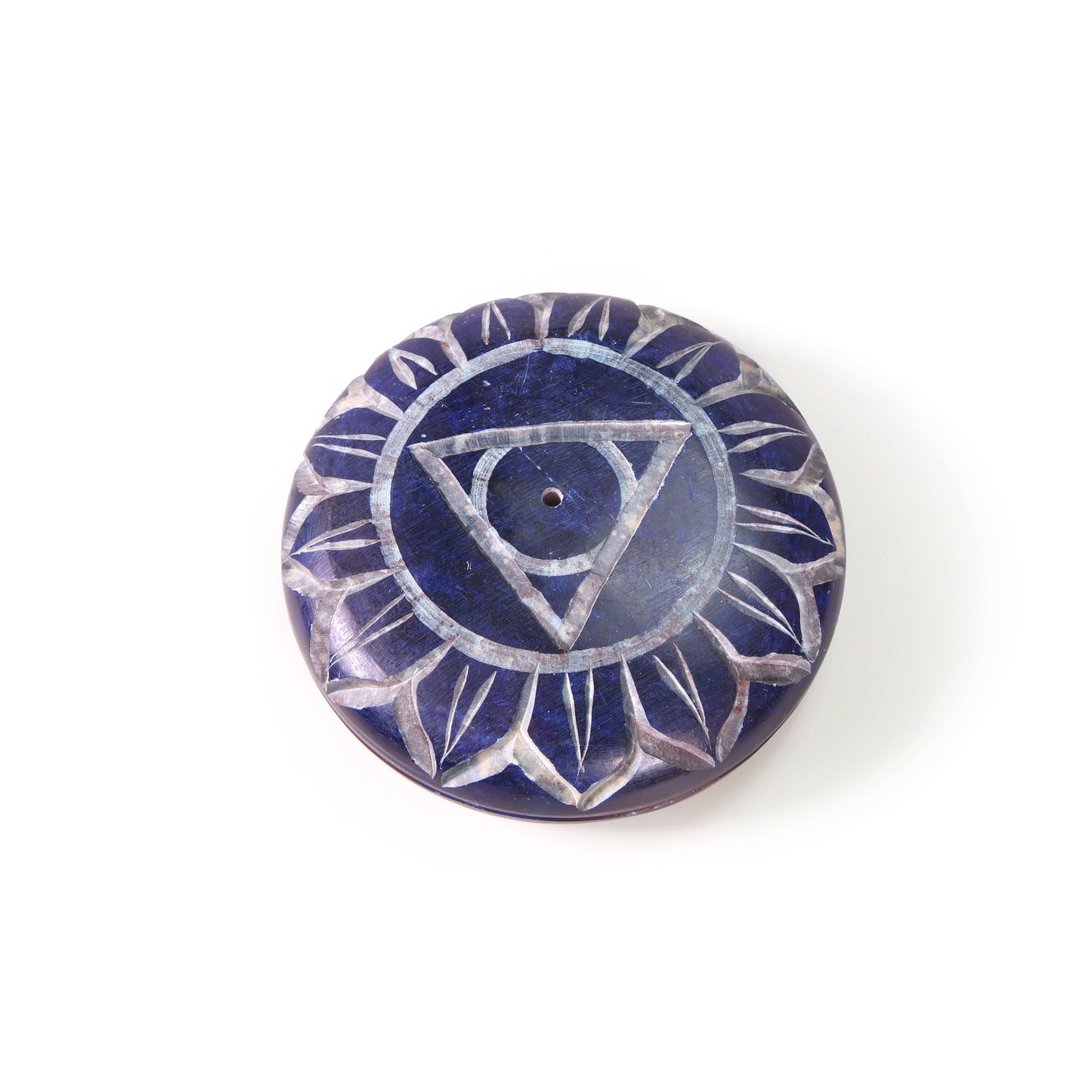 Prabhuji Incense Burner - Soapstone Pebble Throat Chakra Vishudha 2.5"
