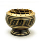 Burner - Black Brass Burner, Medium Base, Feather Engraving, Net Top 2"Hx2.5"D - Wholesale and Retail Prabhuji's Gifts 