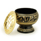 Burner - Black Brass Burner, Medium Base, Fern Engraving, Net Top 2"Hx2"D - Wholesale and Retail Prabhuji's Gifts 