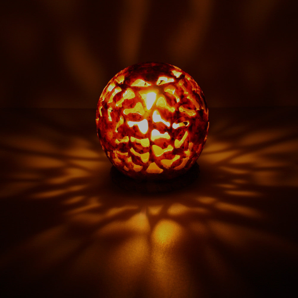Burner for Cones and Candle Holder - Soapstone Carved T-Lite Ball - Leaves 3 inches - Wholesale and Retail Prabhuji's Gifts 