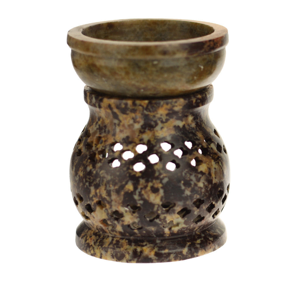 Oil Diffuser - Natural Soapstone Oil Burner Jali 3.25" - Wholesale and Retail Prabhuji's Gifts 