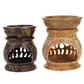 Oil Diffuser - Natural Soapstone Oil Burner Round Elephant 4" - Wholesale and Retail Prabhuji's Gifts 