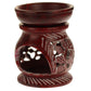Oil Diffuser - Red Soapstone Oil Burner Round leaves 4" - Wholesale and Retail Prabhuji's Gifts 