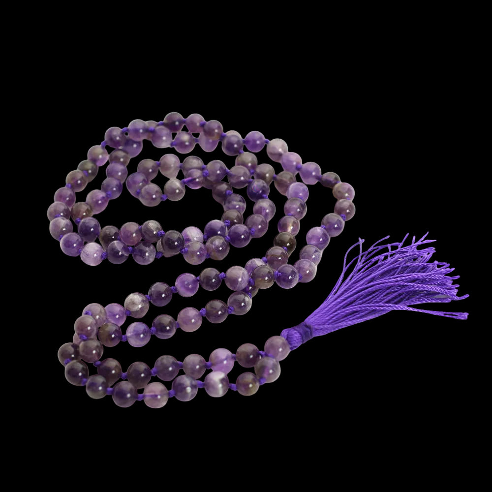 Prabhuji Prayer Mala Beads - Amethyst - 108 Prayer Beads  - Mystic Journey Path