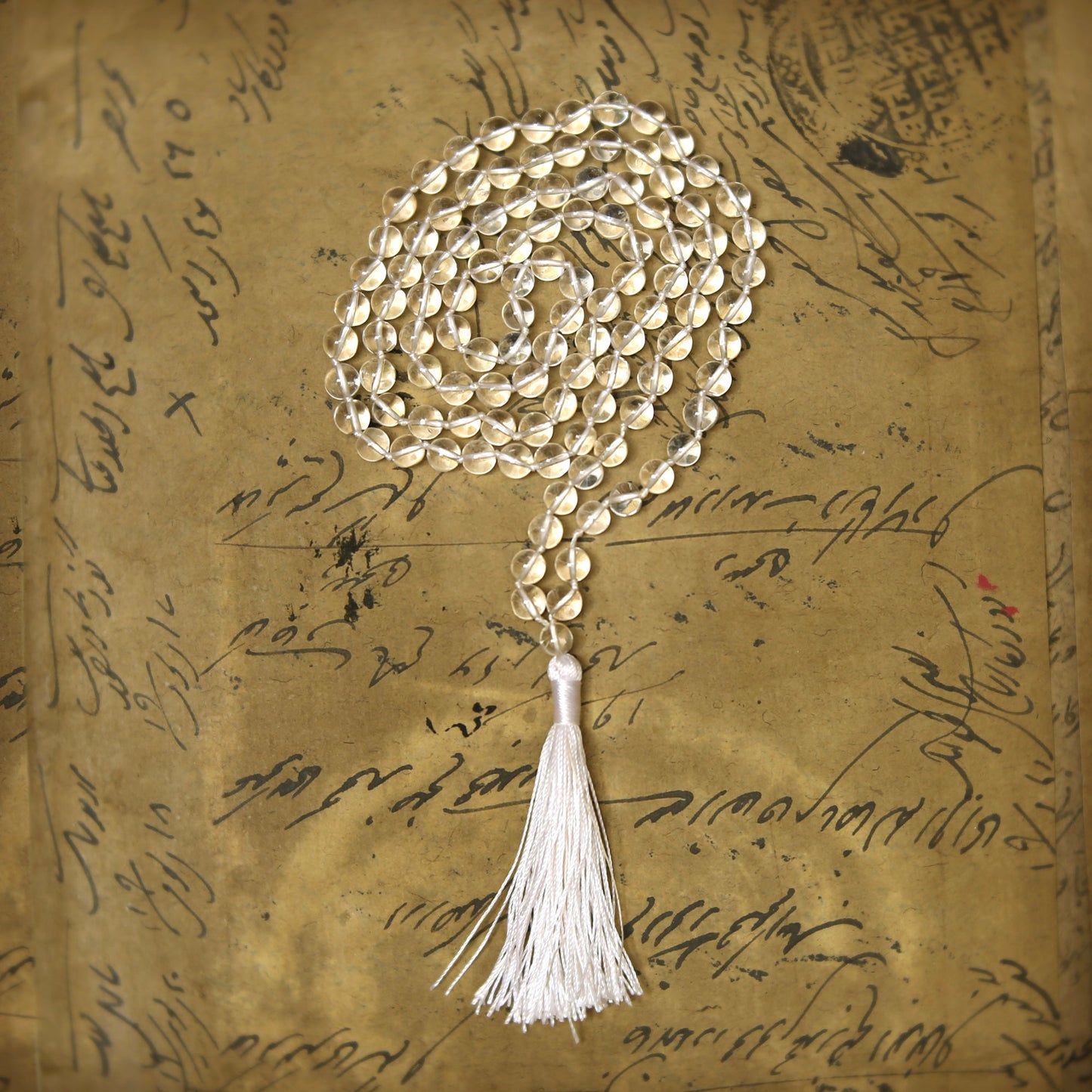 Prabhuji Prayer Mala Beads - Clear Crystal Quartz - 108 Prayer Beads