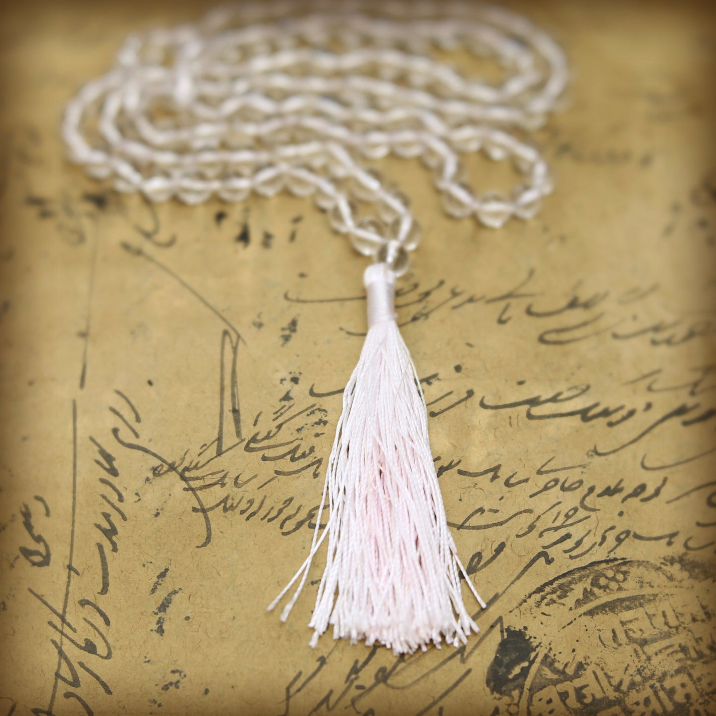 Prabhuji Prayer Mala Beads - Clear Crystal Quartz - 108 Prayer Beads