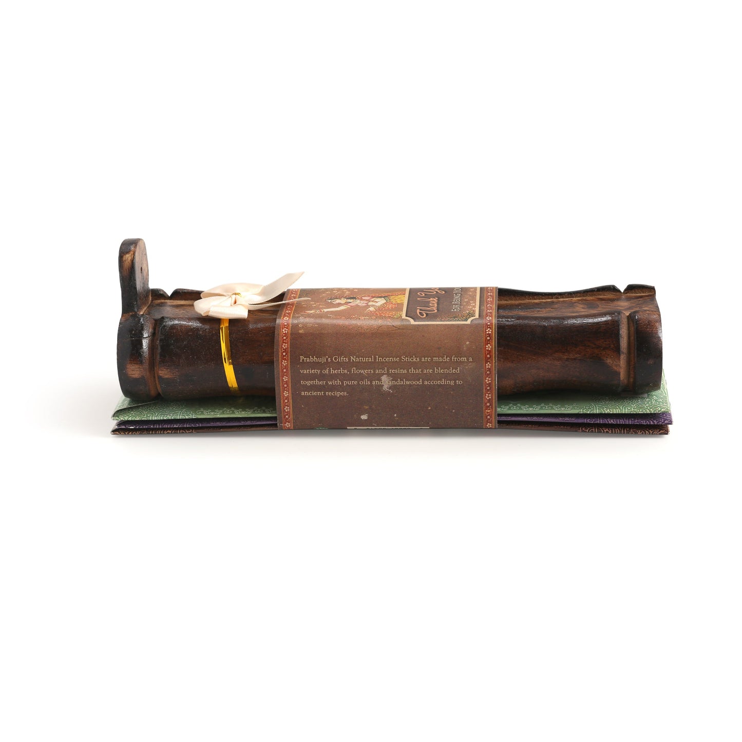 Prabhuji Incense Gift Set - Bamboo Burner + 3 Harmony Incense Sticks Packs & Greeting - Thank you for being you