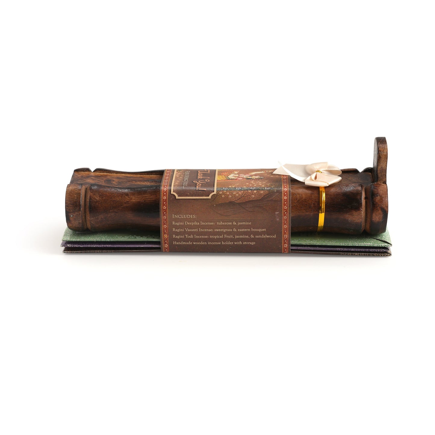 Prabhuji Incense Gift Set - Bamboo Burner + 3 Harmony Incense Sticks Packs & Greeting - Thank you for being you