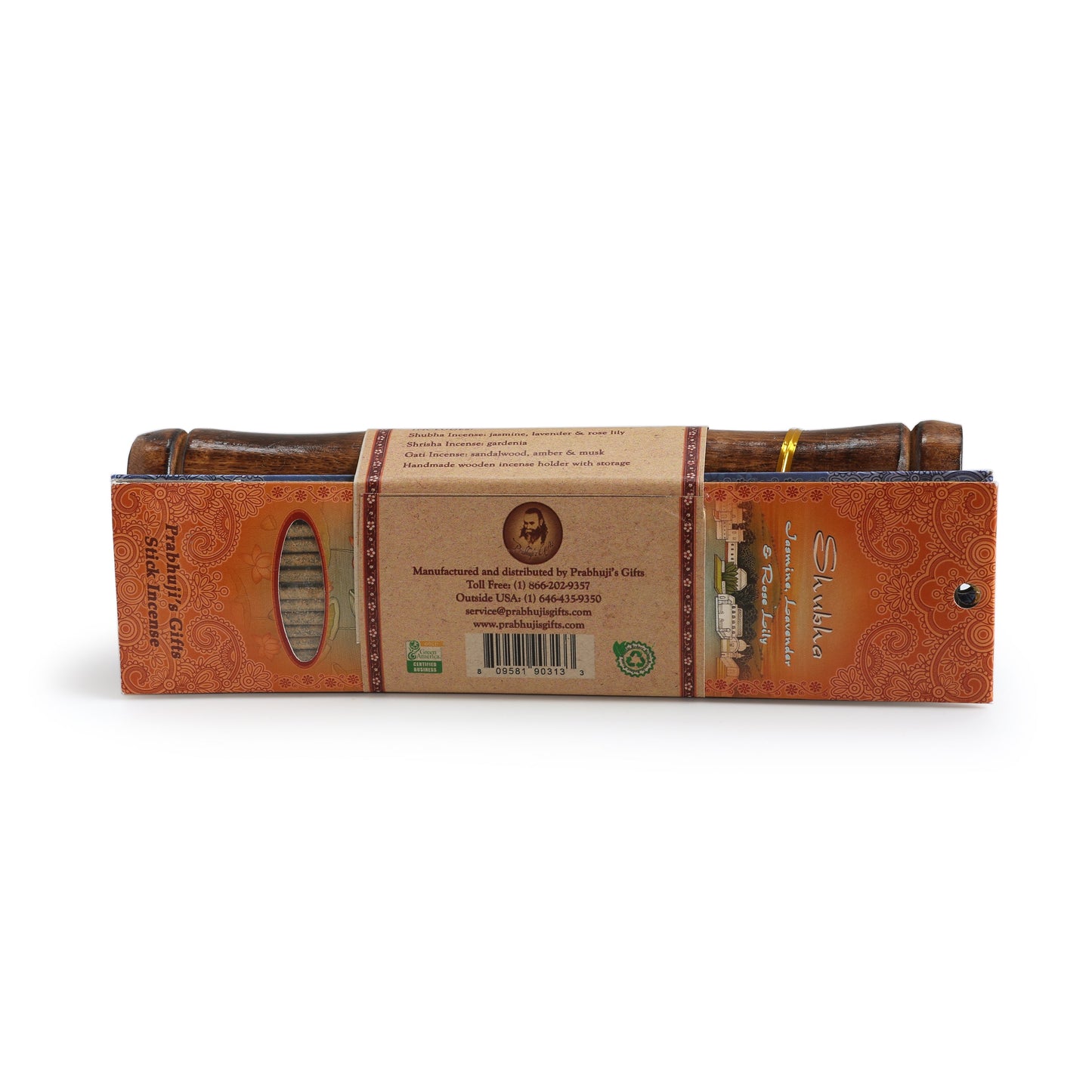 Prabhuji Incense Gift Set - Bamboo Burner + 3 Meditation Incense Stick & Greeting - Thinking of you