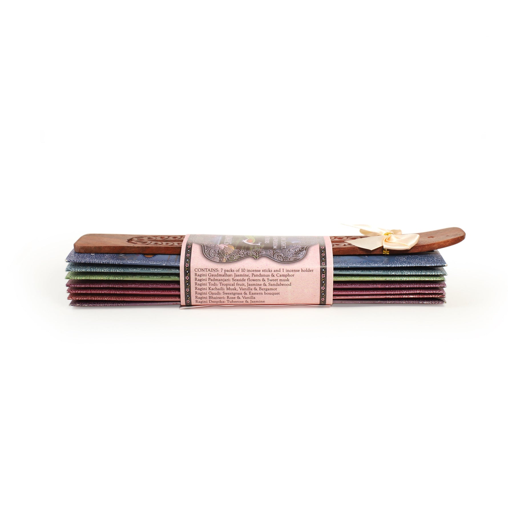 Prabhuji's Gifts - Incense Gift Set - Flat Burner + 7 Harmony Incense Stick & Greeting May Love, Light, Peace & Wisdom be Yours Always