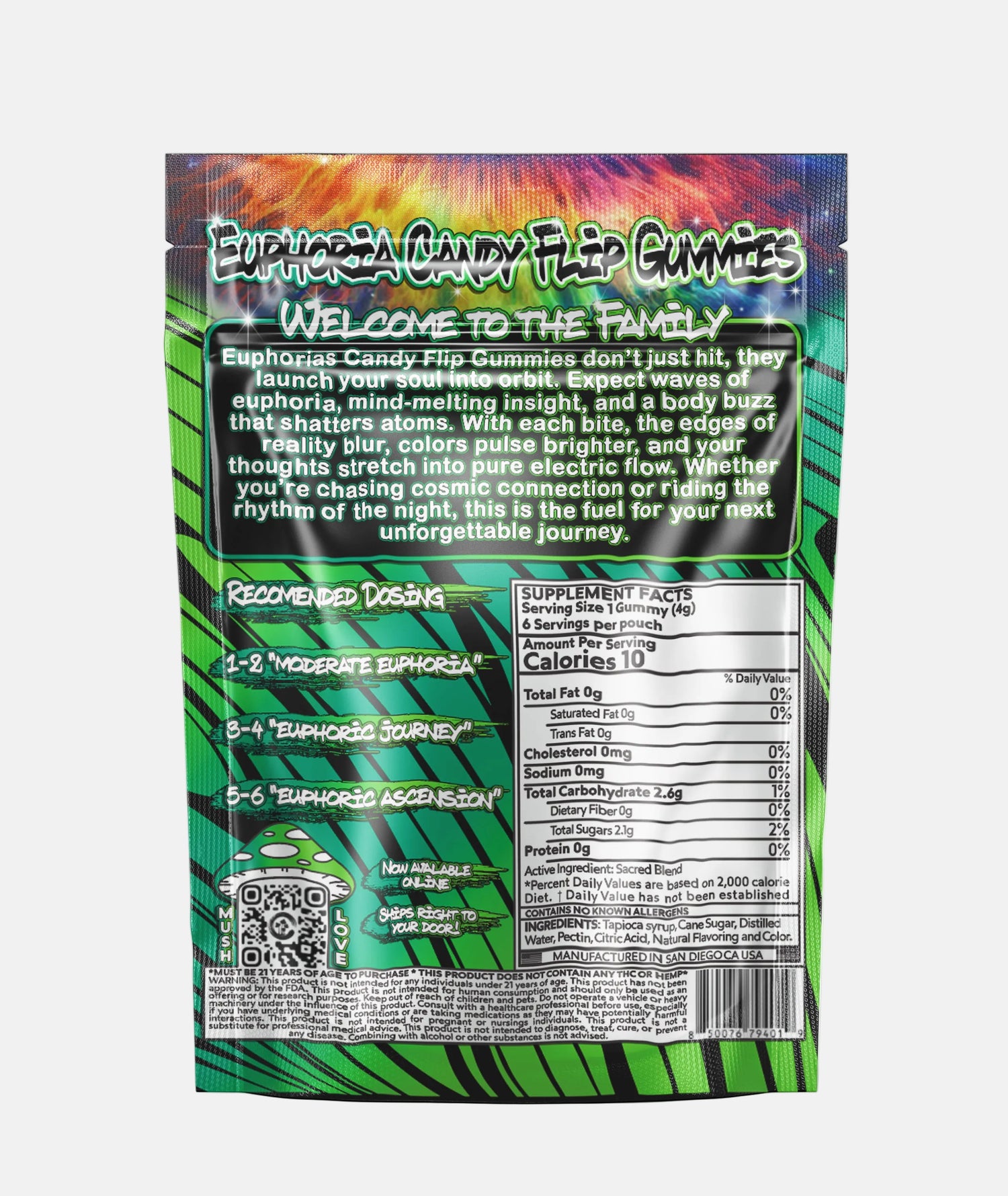 Euphoria Gummies – Blueberry Limeade back 6ct - (Box of 10)- Tree Spirit Wellness