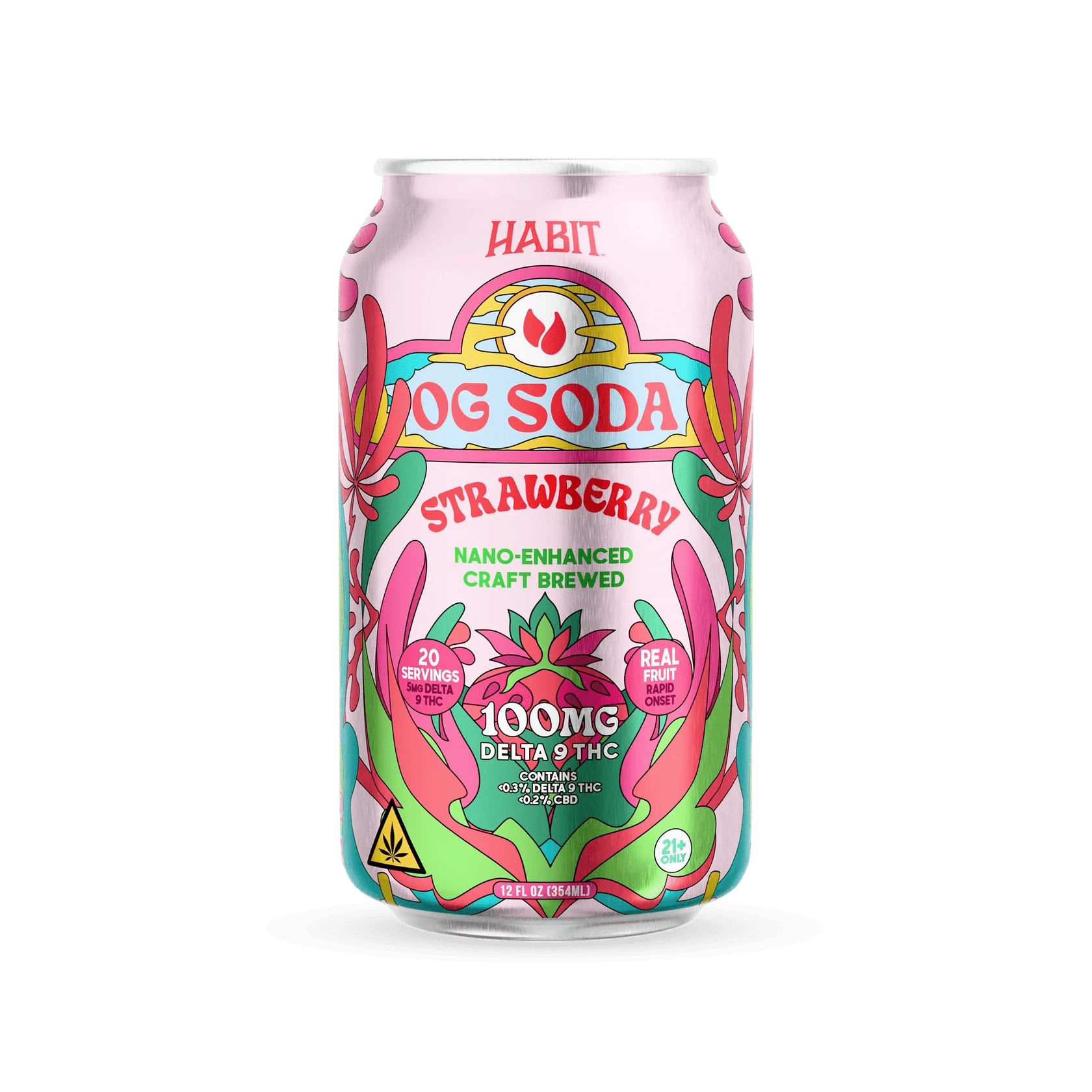 Delta 9 100mg OG Soda - Strawberry Flavors - 4*6pk - Sold in 24 Can - Tree Spirit Wellness