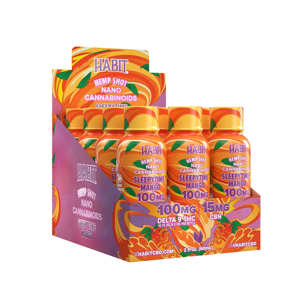 Delta 9 High Spectrum Hemp Shot – 100mg Sleepy Time Mango (Case of 12) - Mystic Journey Path