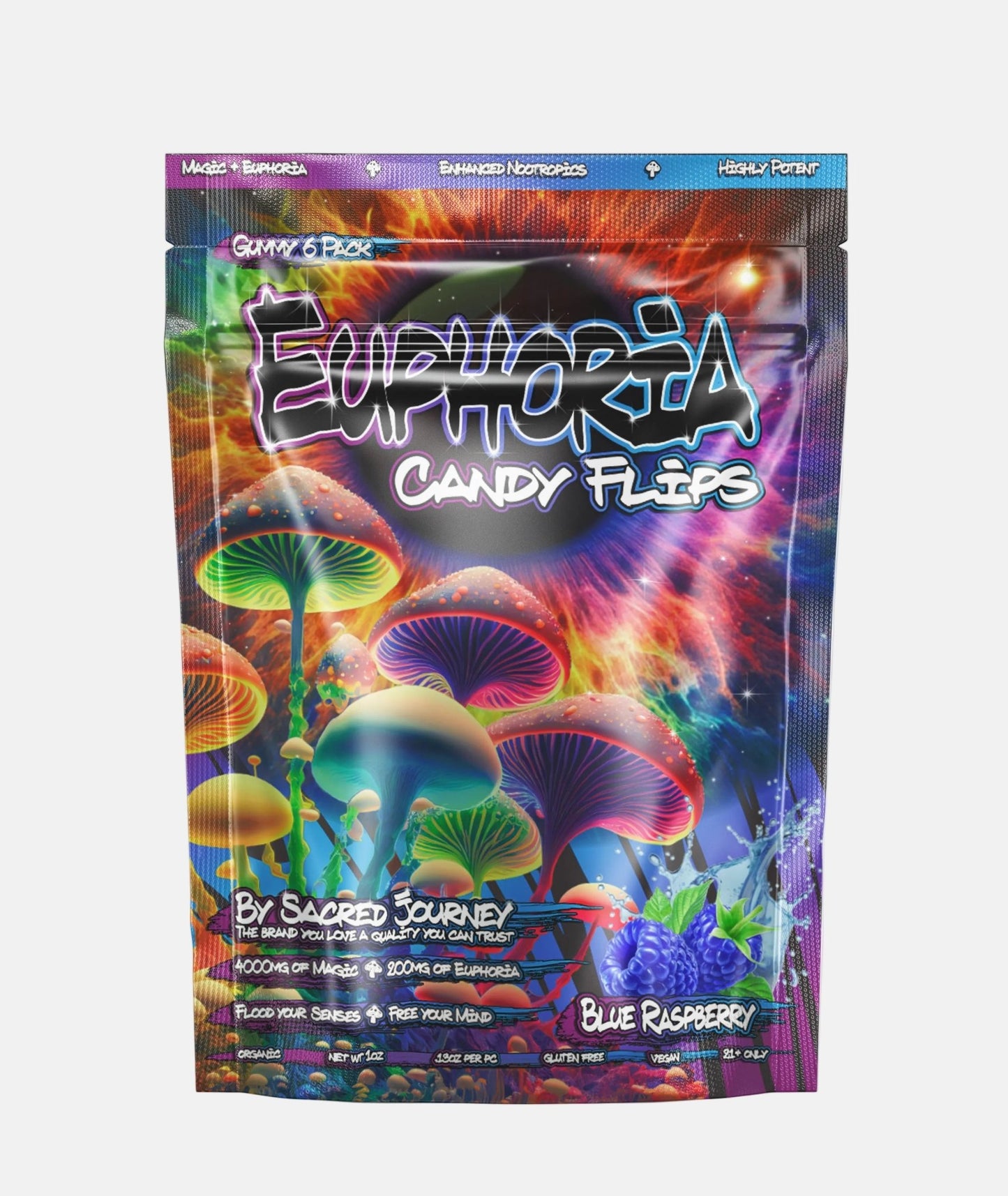 Euphoria Gummies – Blue Razz 6ct - (Box of 10) - Tree Spirit Wellness