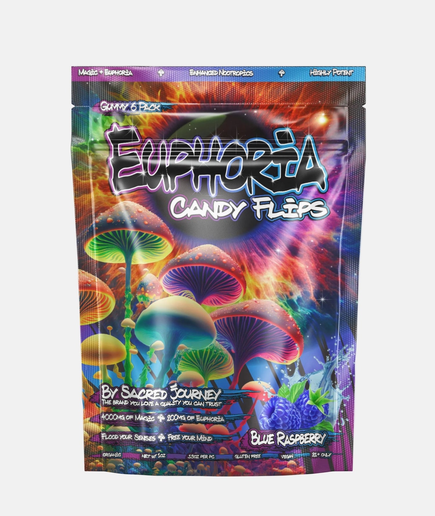Euphoria Gummies – Blue Razz 6ct - (Box of 10) - Tree Spirit Wellness