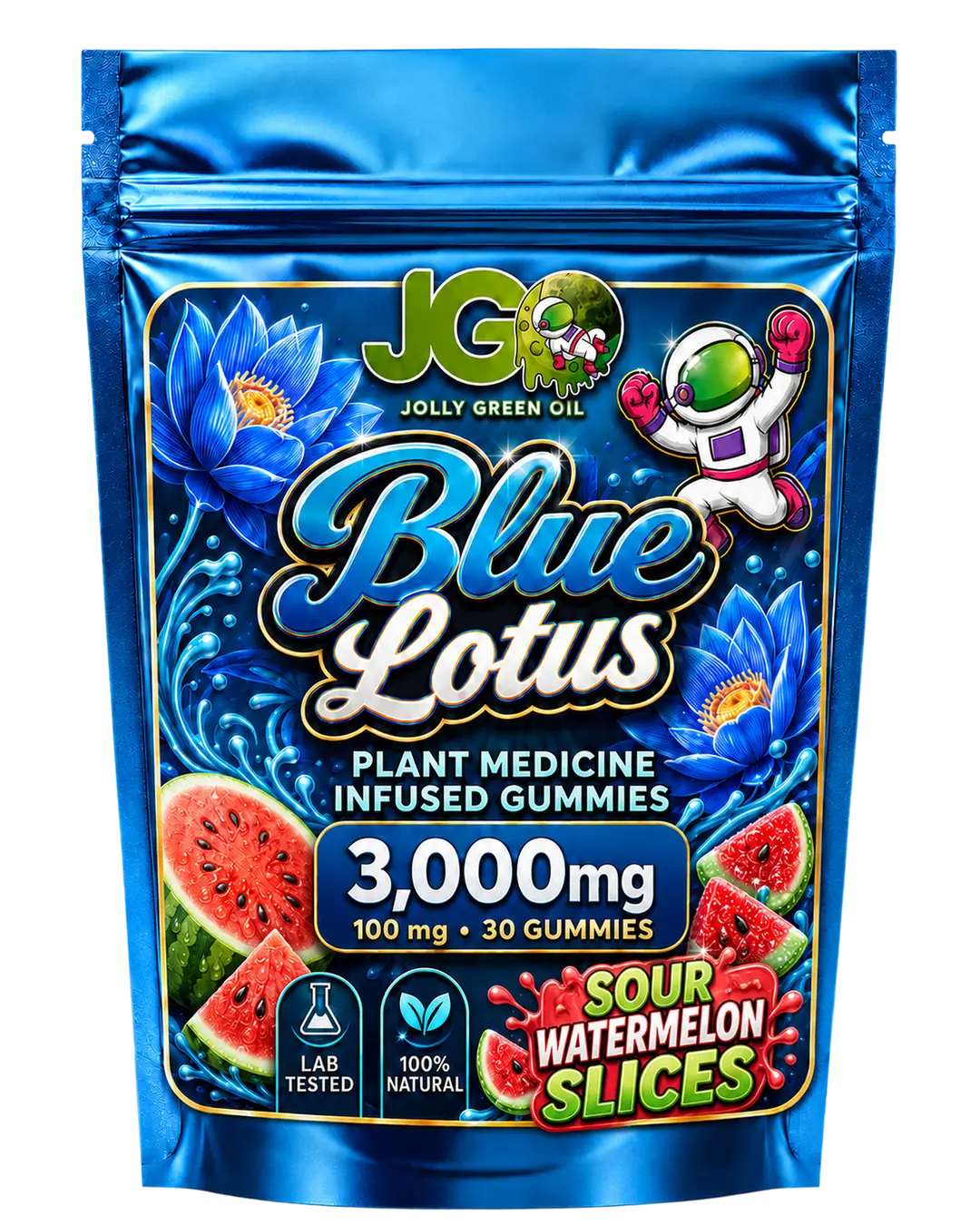 JGO Blue Lotus Infused Gummies - Sour Watermelon Slices - 30ct - Mystic Journey Path
