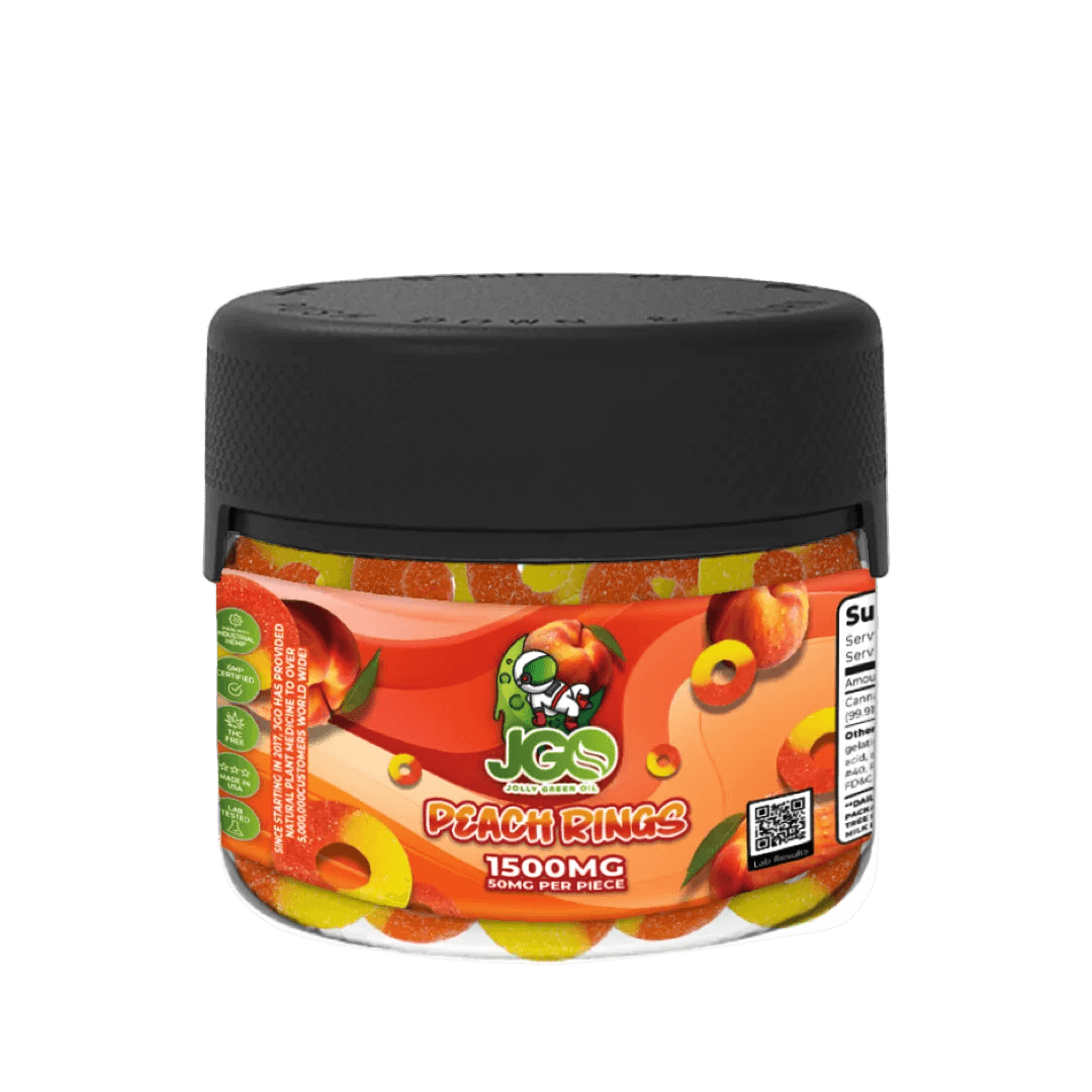 JGO Peach Rings Hemp Gummies – 1500mg (50mg Each) - 30ct - Tree Spirit Wellness