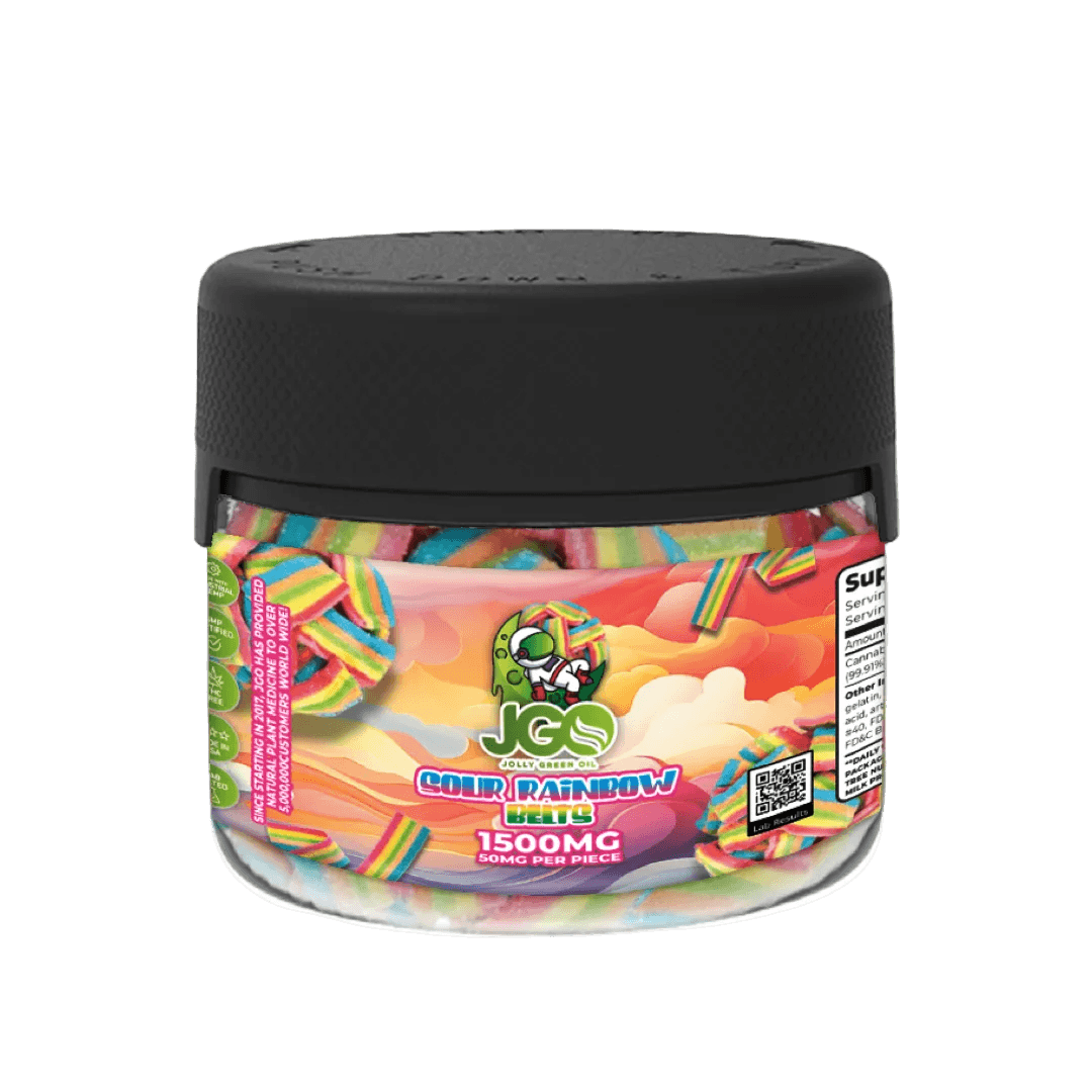 JGO Sour Rainbow Belts Hemp Gummies – 1500mg (50mg Each) - 30ct - Tree Spirit Wellness