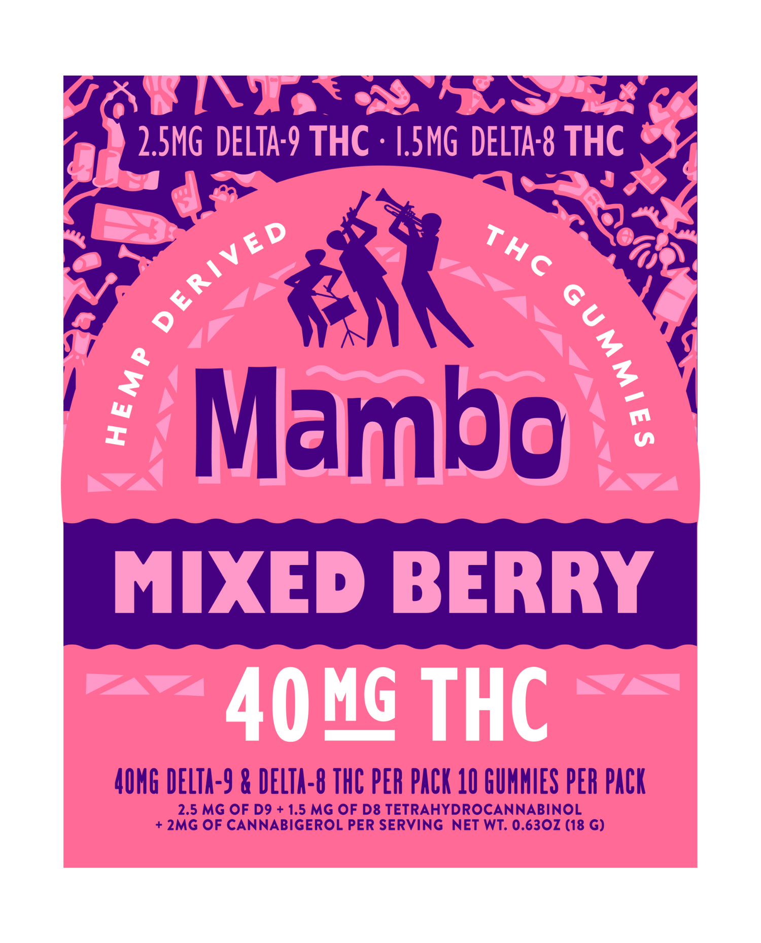 NEW! Mambo Mixed Berry D9/D8 ~40mg Box of 10 - Tree Spirit Wellness