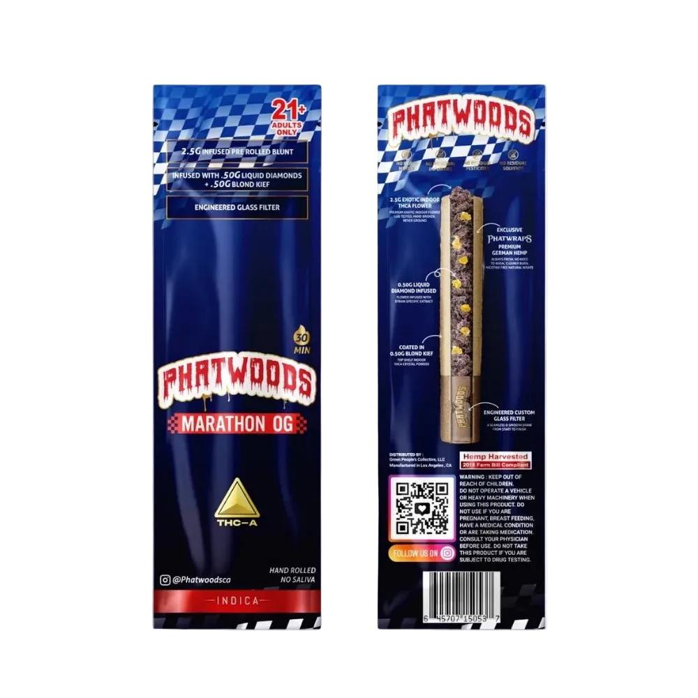 Phatwoods THCA Pre - Rolled Blunt 3.5g Indica - 20pk  - Mystic Journey Path