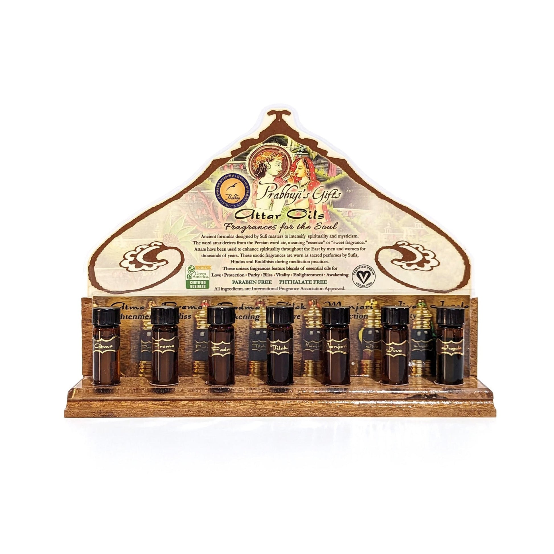Prabhuji Display Rack - Attar Oils Tester and 28 Tassel Bottles - Tree Spirit Wellness
