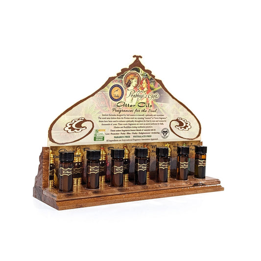Prabhuji Display Rack - Attar Oils Tester and 28 Tassel Bottles - Tree Spirit Wellness