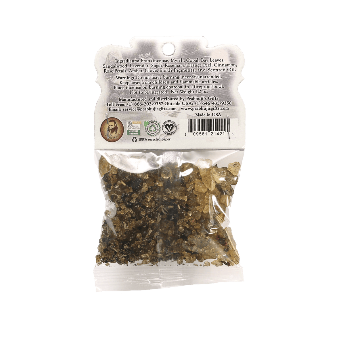 Prabhuji Resin Incense Dhanvantari - Health and Healing - 1.2oz bag - Mystic Journey Path