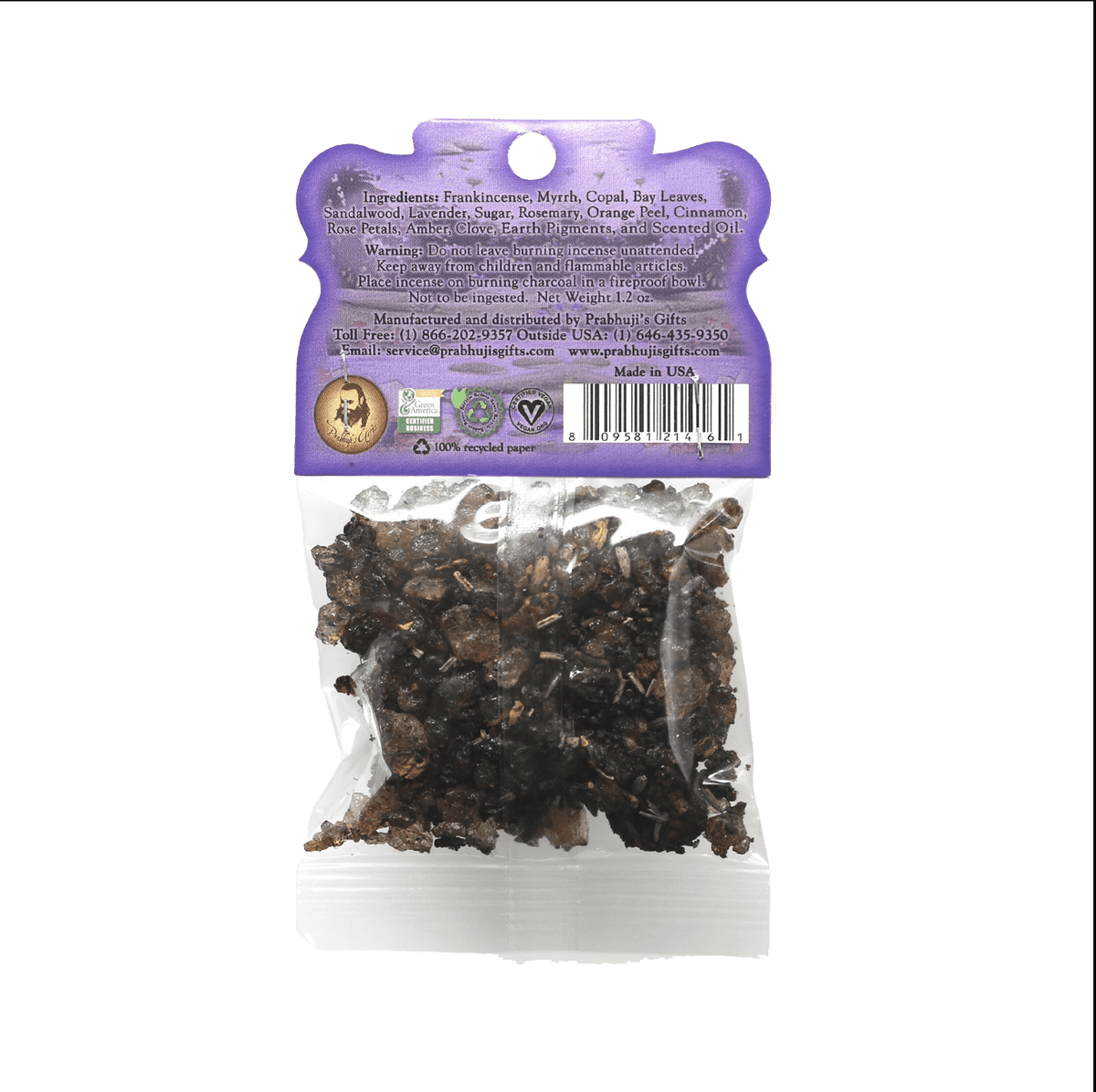 Prabhuji Resin Incense Shanti - Peaceful Home - 1.2oz bag - Mystic Journey Path