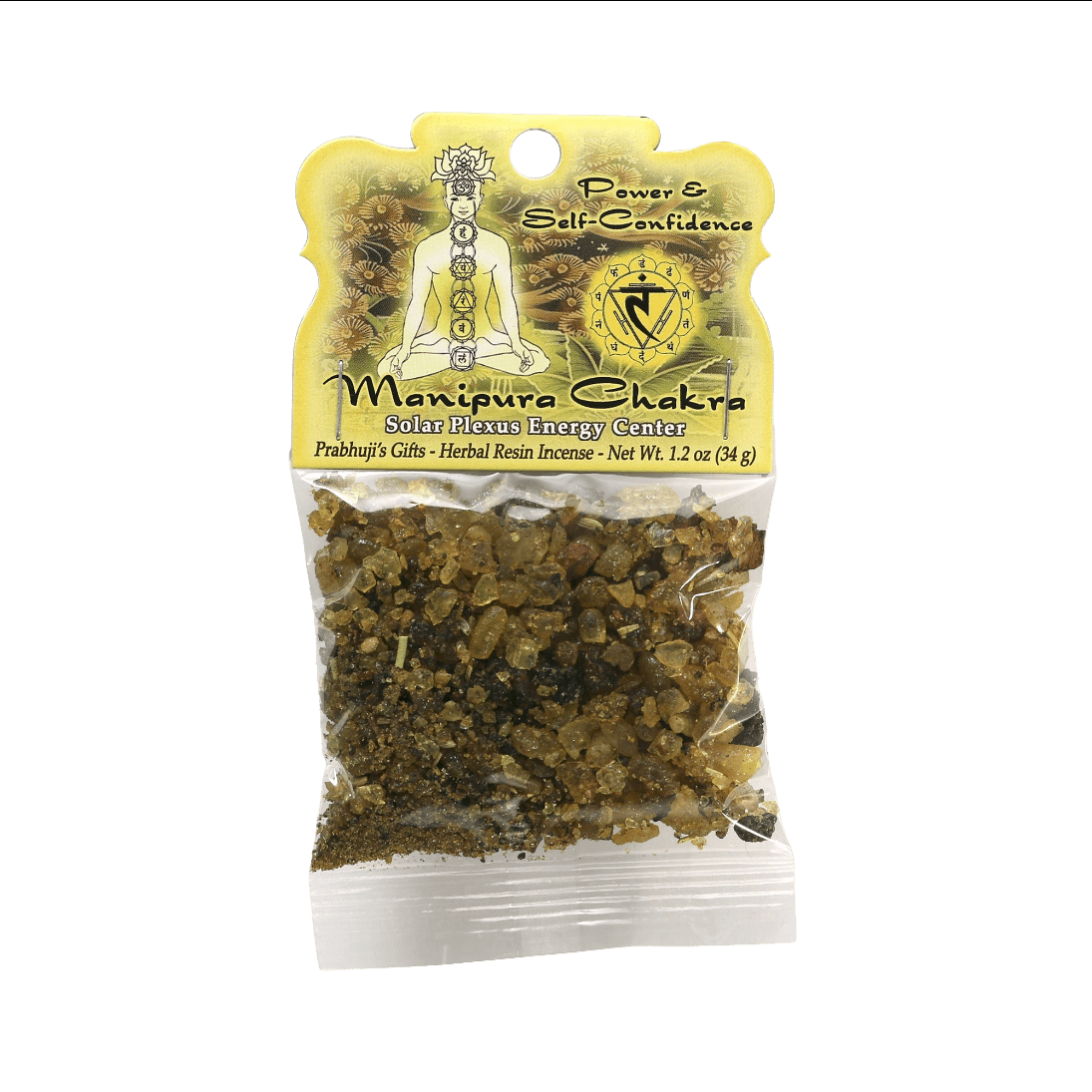 Prabhuji Resin Incense Solar Plexus Chakra Manipura - Self-confidence and Transformation - 1.2oz bag - Mystic Journey Path
