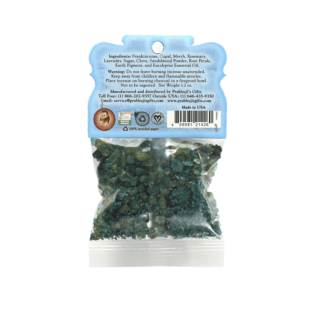 Prabhuji Resin Incense Throat Chakra Vishuddha - Communication and Responsibility - 1.2oz bag - Mystic Journey Path