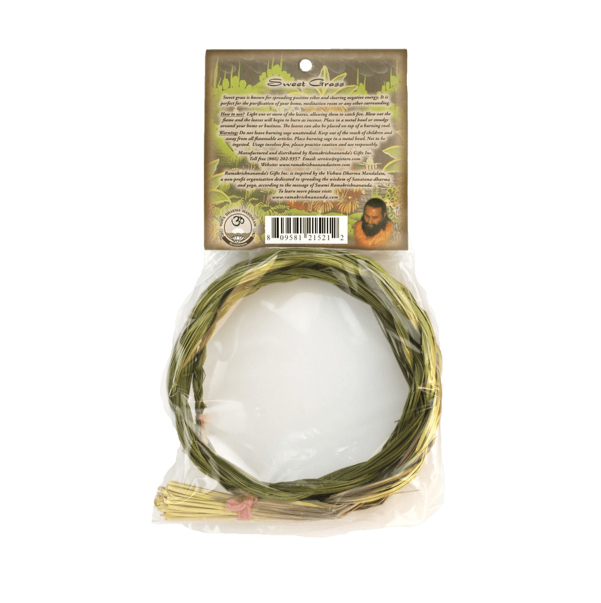 Prabhuji Smudging Herbs - Sweet Grass Braid - Mystic Journey Path