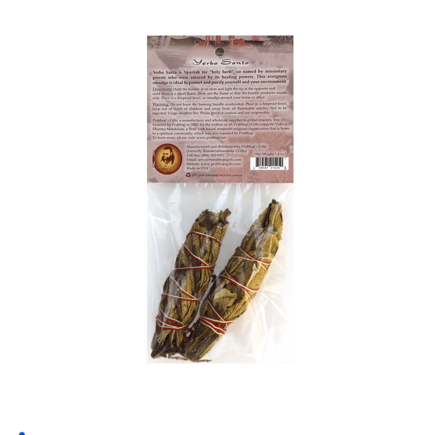 Prabhuji Smudging Herbs - Yerba Santa Smudge Stick - 2 Mini Bundles - Mystic Journey Path