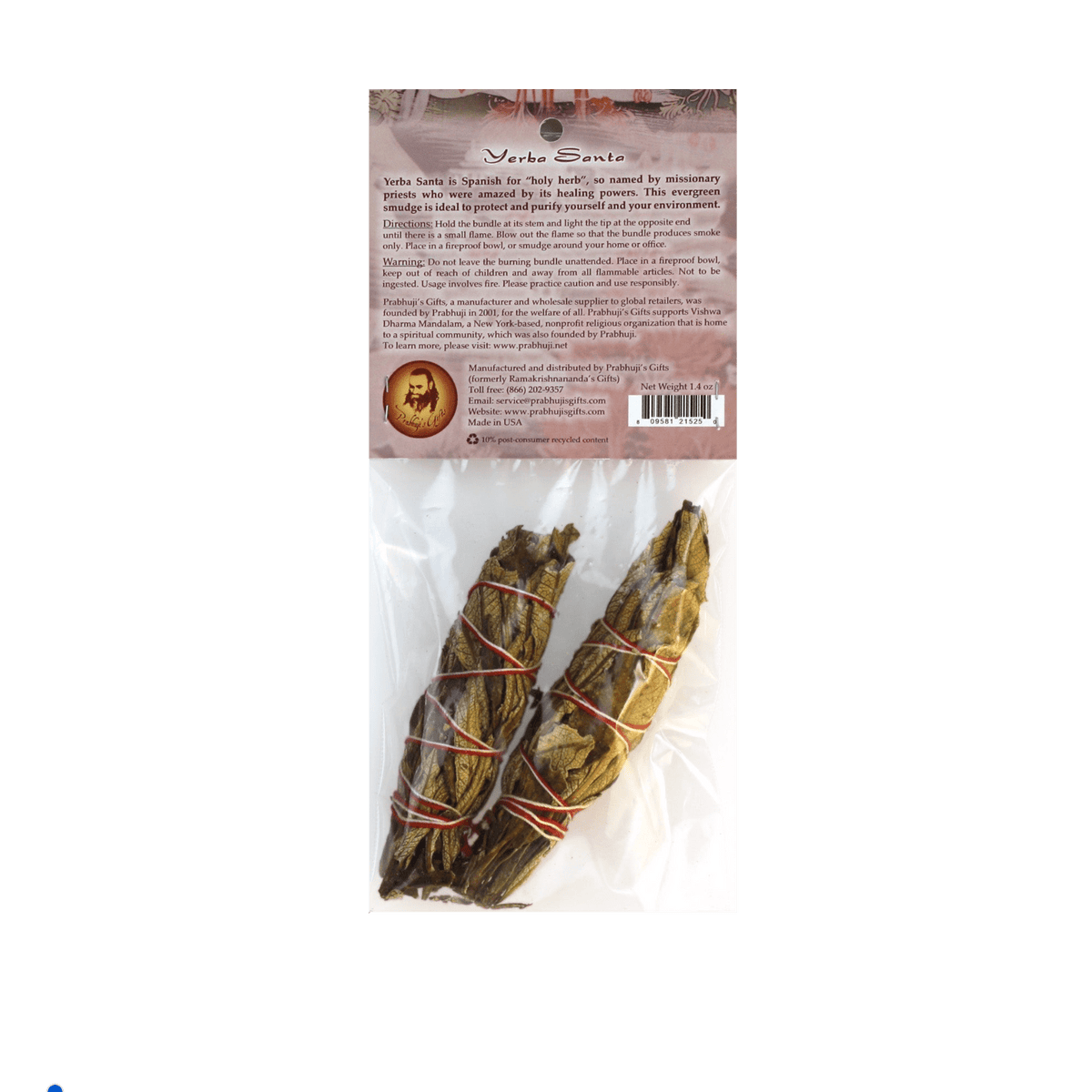 Prabhuji Smudging Herbs - Yerba Santa Smudge Stick - 2 Mini Bundles - Mystic Journey Path